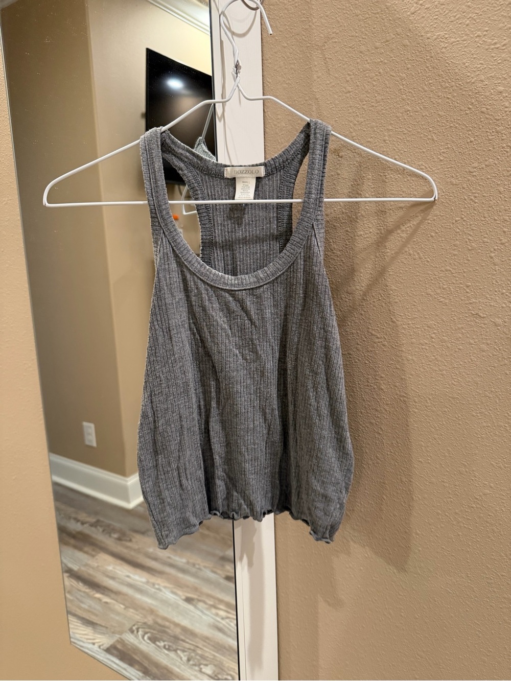 Bozzolo Gray Ribbed Racerback Tank